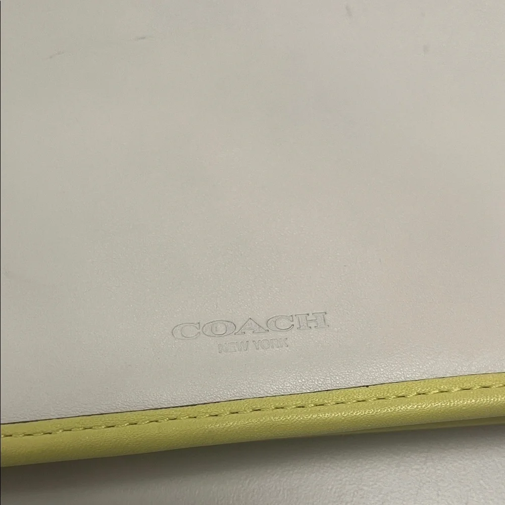 Coach White and Yellow Clutch / IPad bag